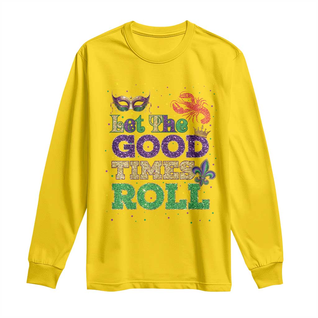 Mardi Gras Long Sleeve Shirt Let The Good Times Roll Glitter Print