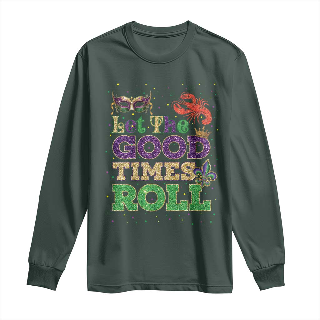 Mardi Gras Long Sleeve Shirt Let The Good Times Roll Glitter Print