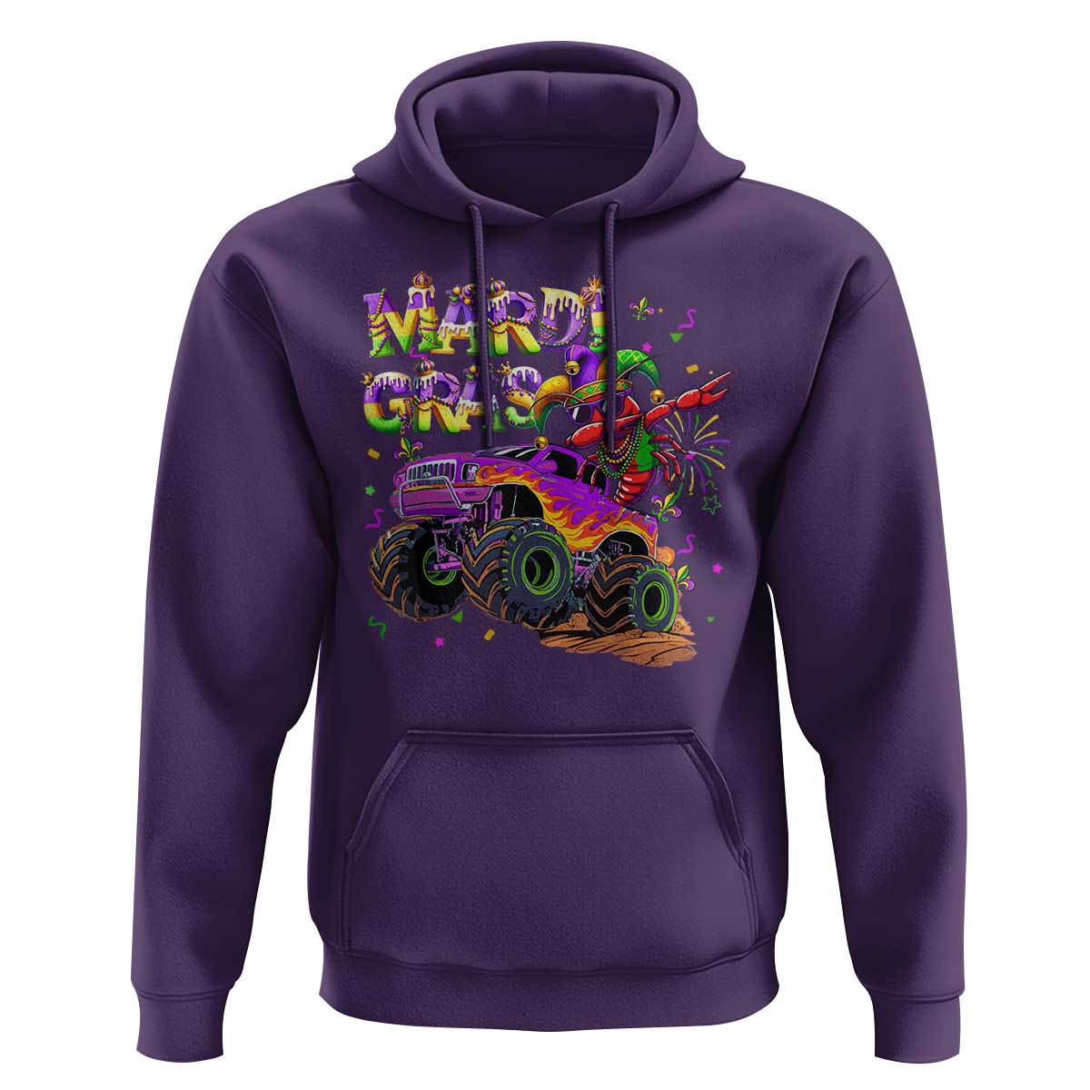 Mardi Gras Hoodie Dabbing Crawfish Monster Truck