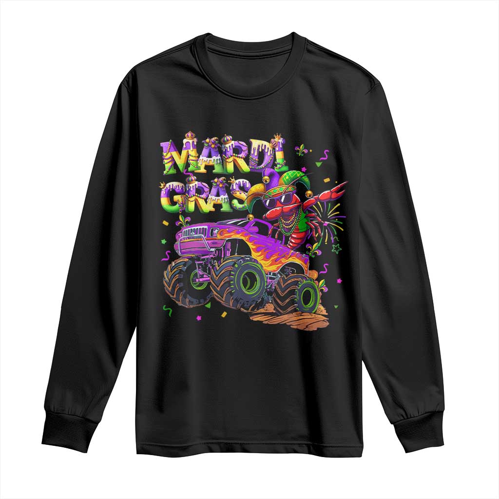 Mardi Gras Long Sleeve Shirt Dabbing Crawfish Monster Truck