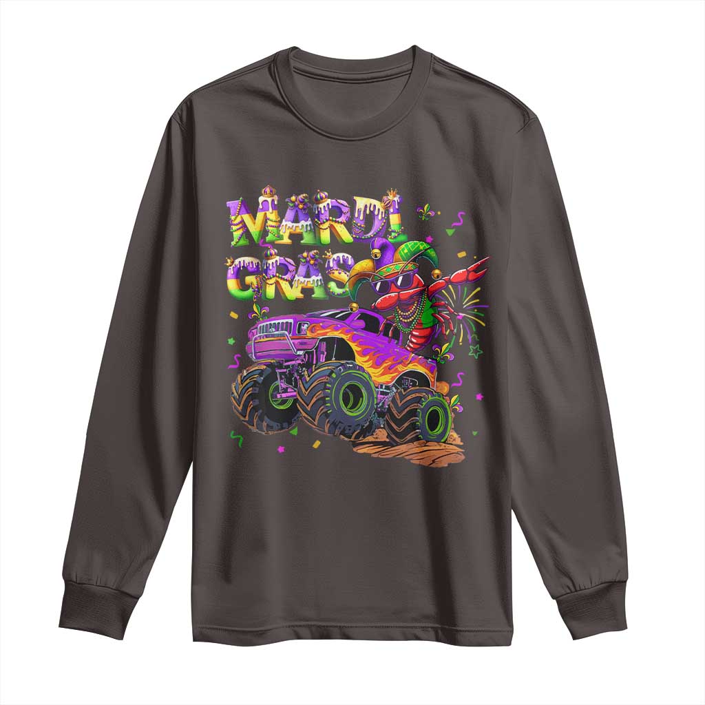 Mardi Gras Long Sleeve Shirt Dabbing Crawfish Monster Truck