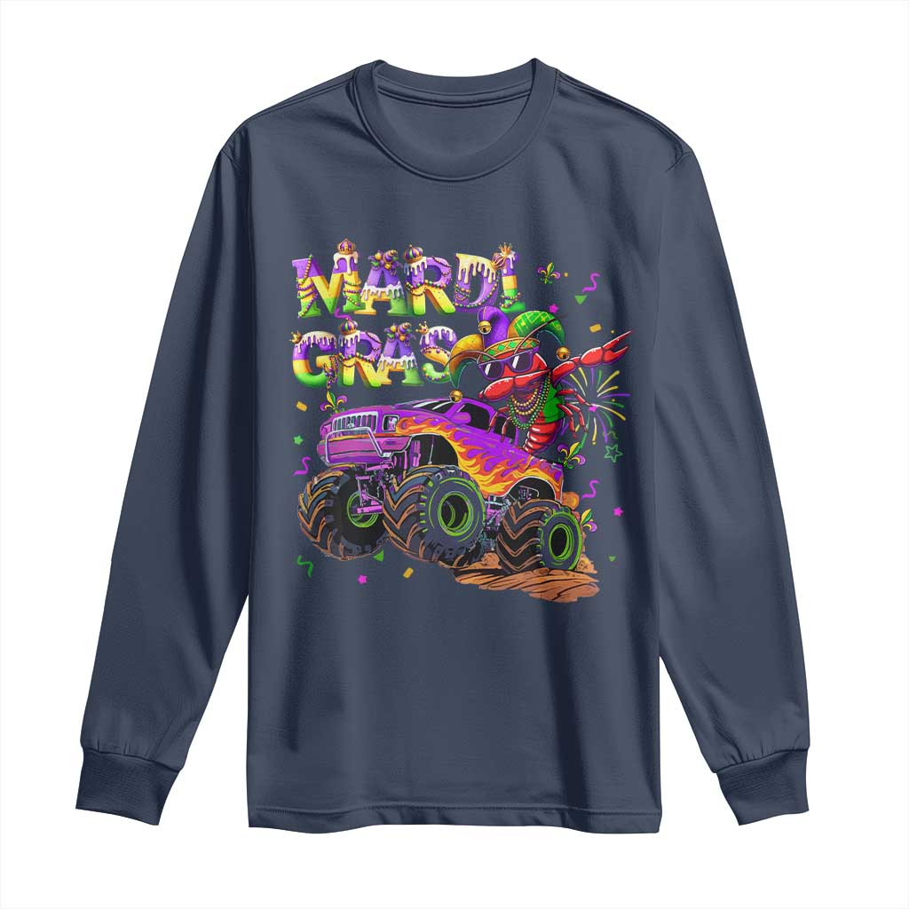 Mardi Gras Long Sleeve Shirt Dabbing Crawfish Monster Truck
