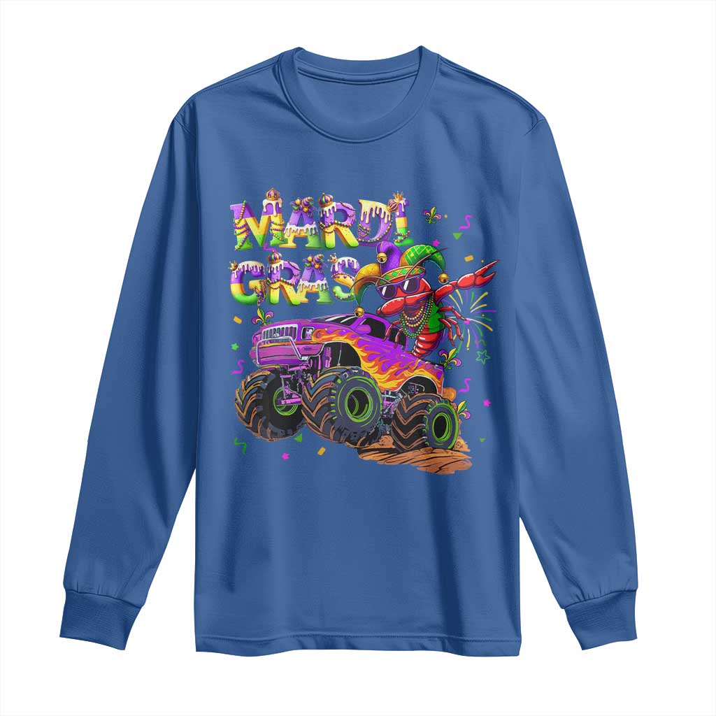 Mardi Gras Long Sleeve Shirt Dabbing Crawfish Monster Truck