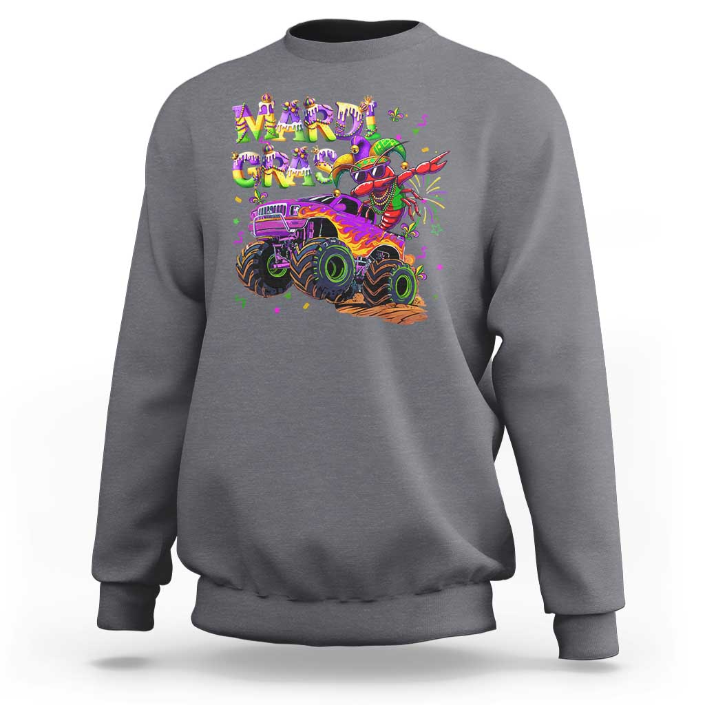 Mardi Gras Sweatshirt Dabbing Crawfish Monster Truck