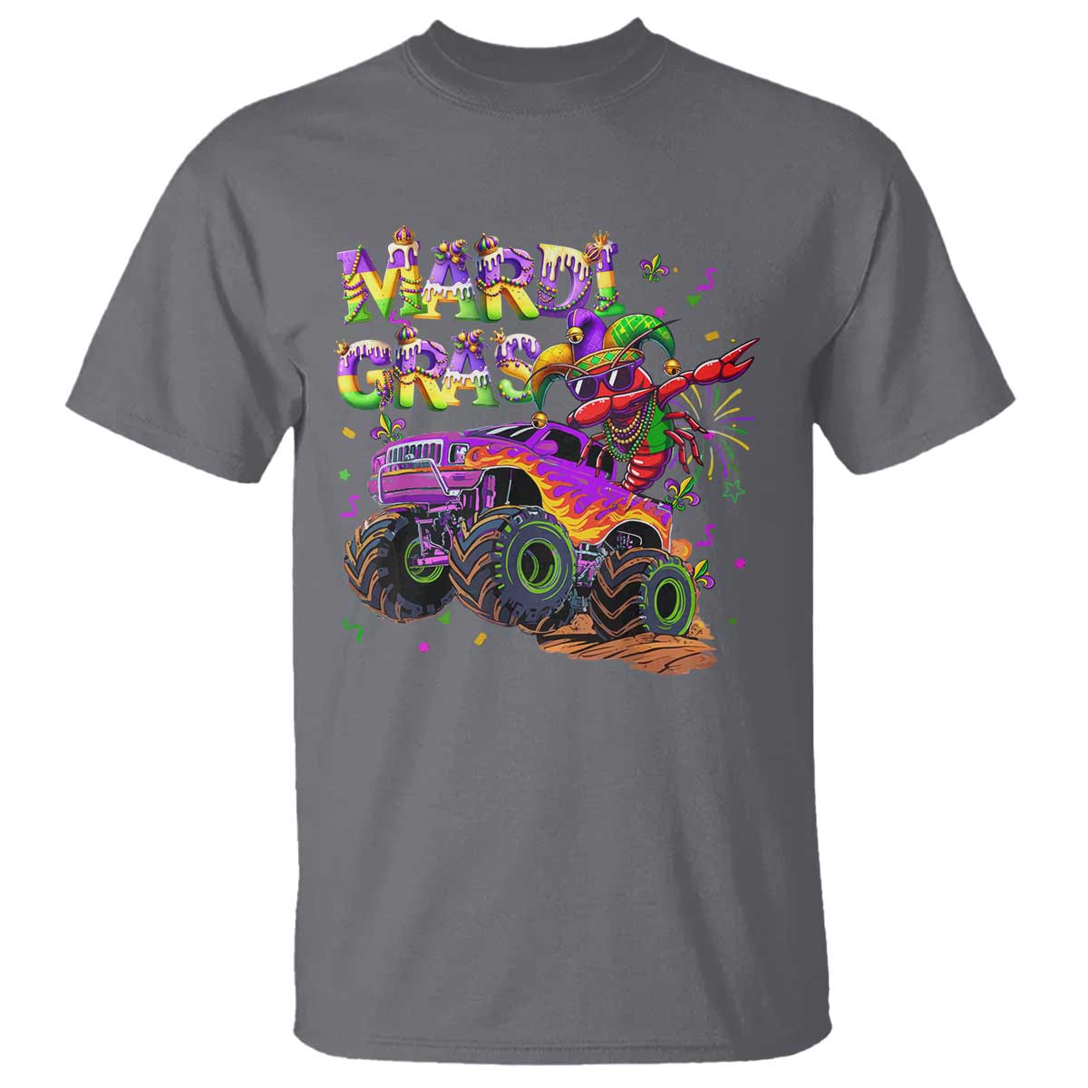Mardi Gras T Shirt Dabbing Crawfish Monster Truck