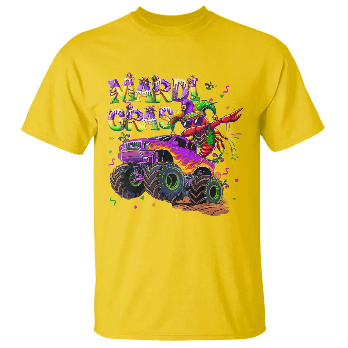 Mardi Gras T Shirt Dabbing Crawfish Monster Truck