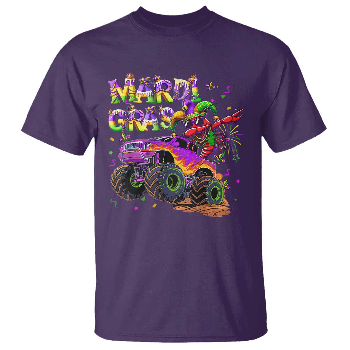 Mardi Gras T Shirt Dabbing Crawfish Monster Truck