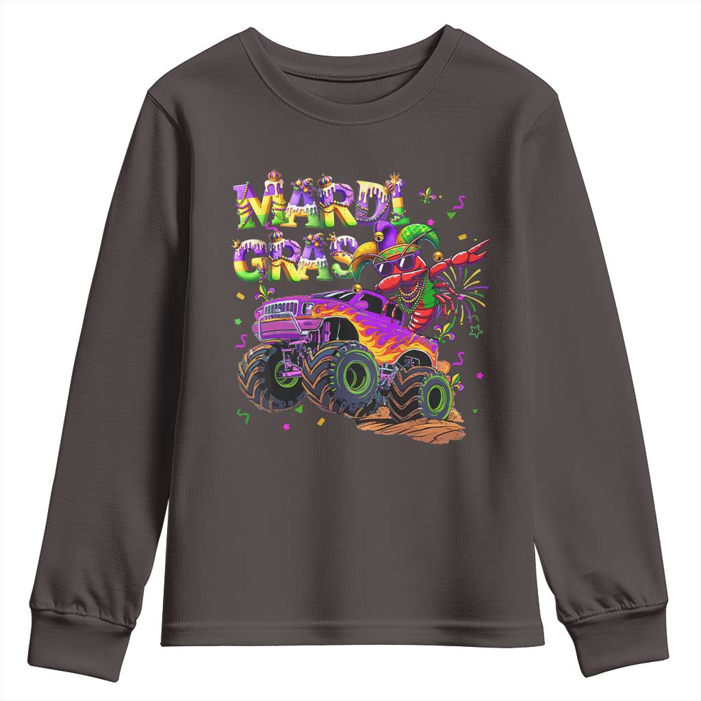 Mardi Gras Youth Sweatshirt Dabbing Crawfish Monster Truck