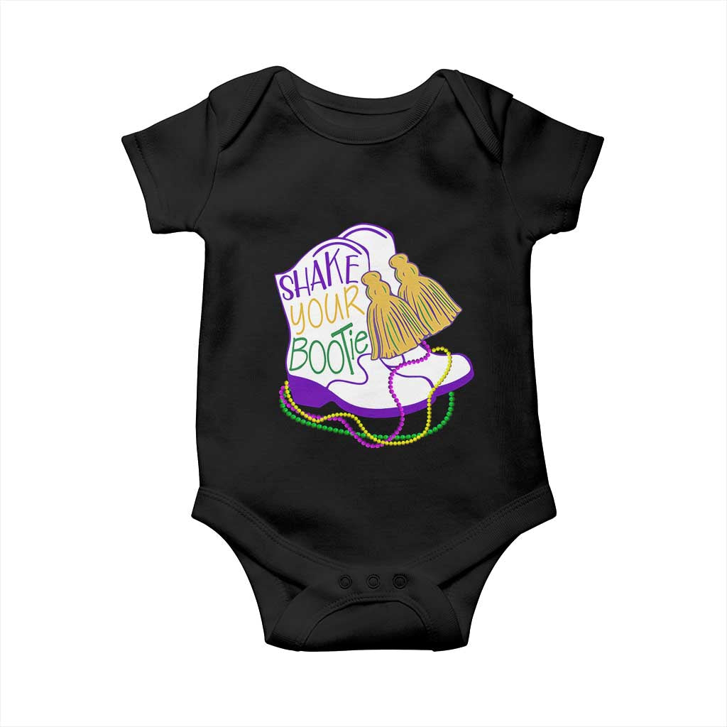 Mardi Gras Baby Onesie Shake Your Bootie Bead Boots