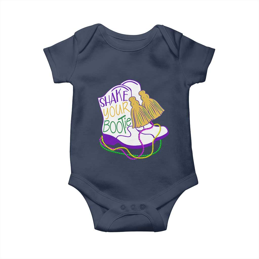 Mardi Gras Baby Onesie Shake Your Bootie Bead Boots