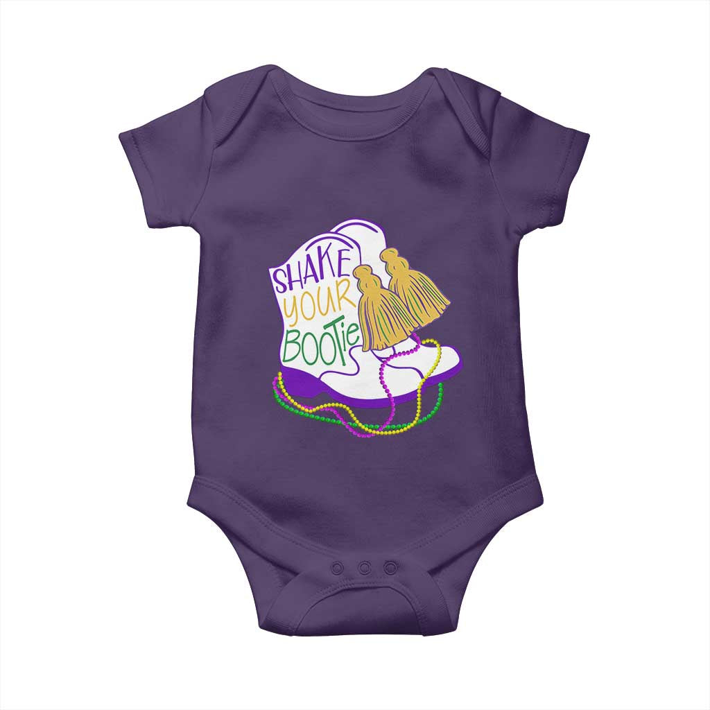 Mardi Gras Baby Onesie Shake Your Bootie Bead Boots