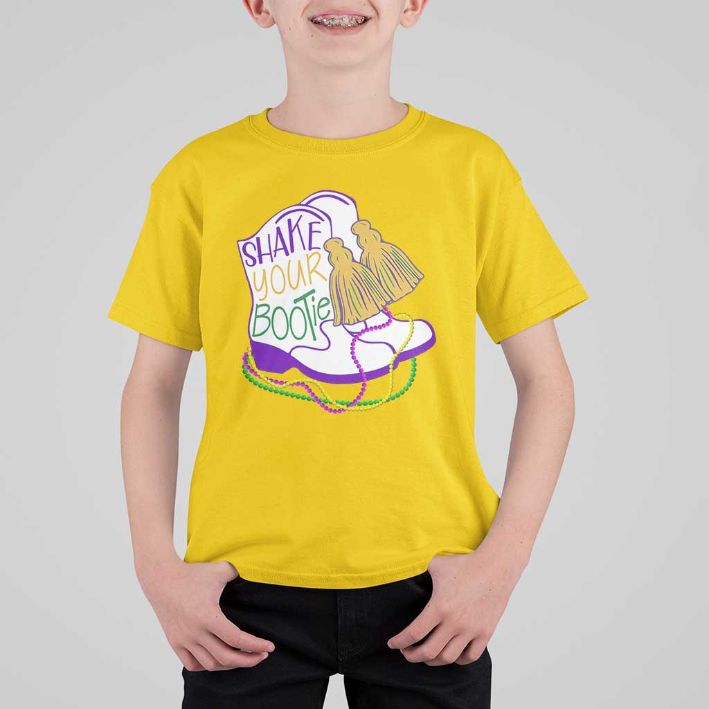 Mardi Gras T Shirt For Kid Shake Your Bootie Bead Boots