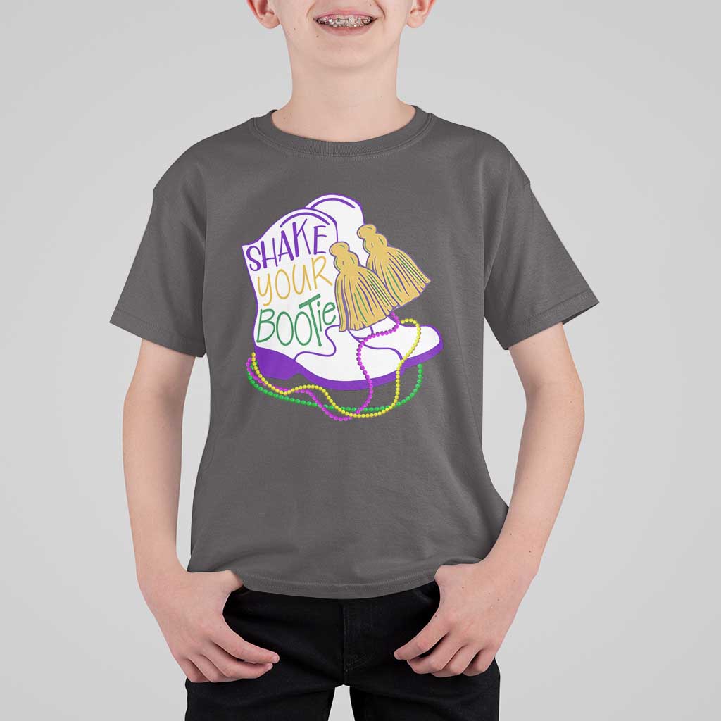 Mardi Gras T Shirt For Kid Shake Your Bootie Bead Boots