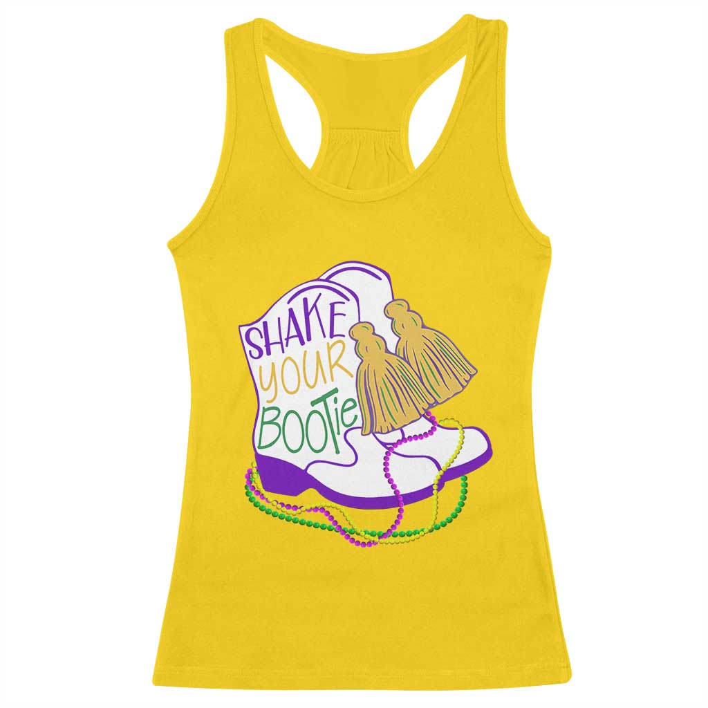 Mardi Gras Racerback Tank Top Shake Your Bootie Bead Boots
