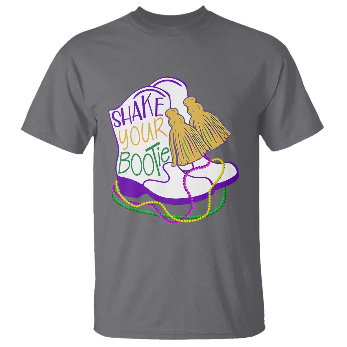 Mardi Gras T Shirt Shake Your Bootie Bead Boots