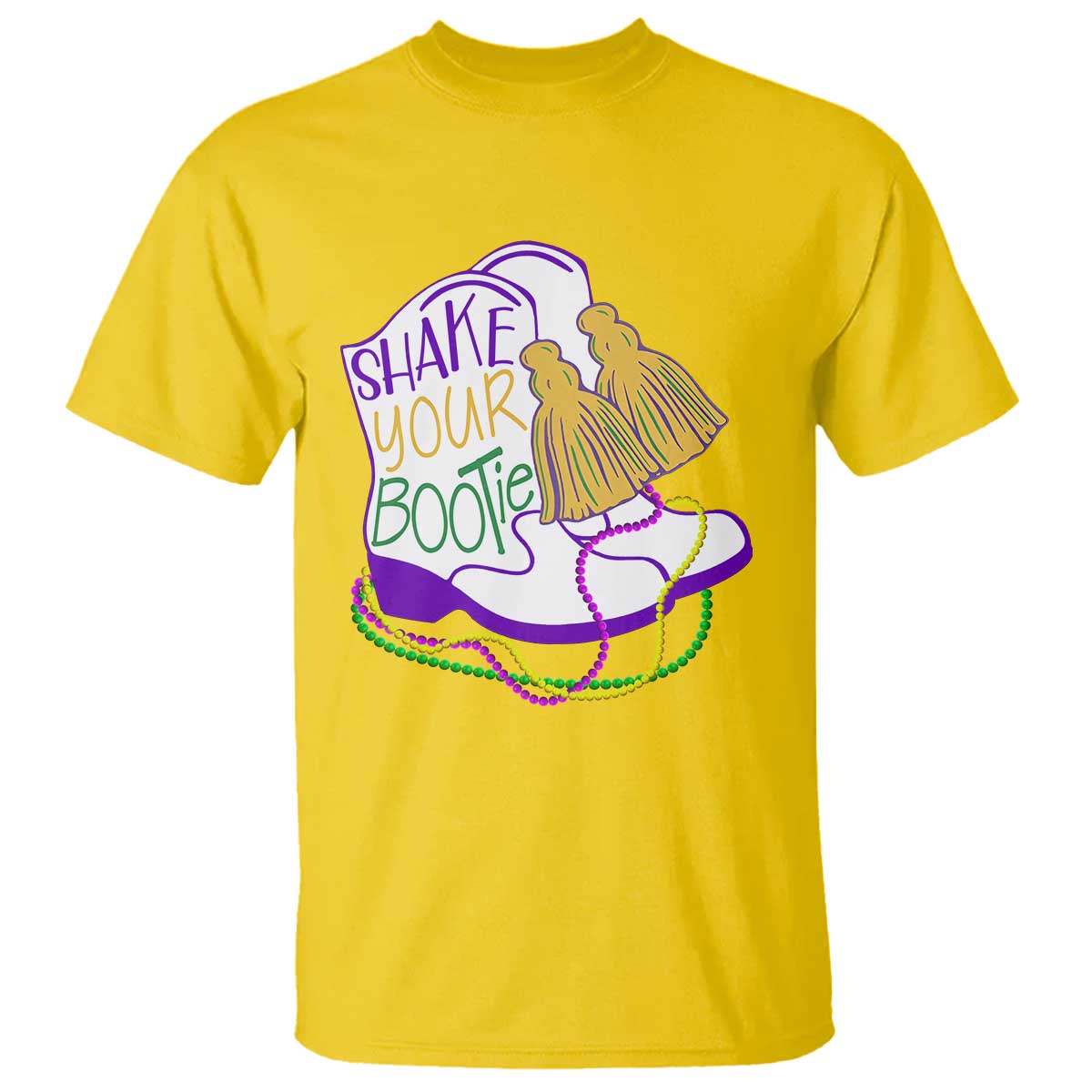 Mardi Gras T Shirt Shake Your Bootie Bead Boots