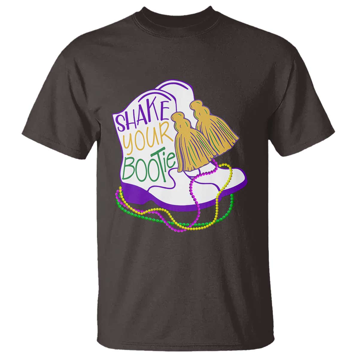 Mardi Gras T Shirt Shake Your Bootie Bead Boots