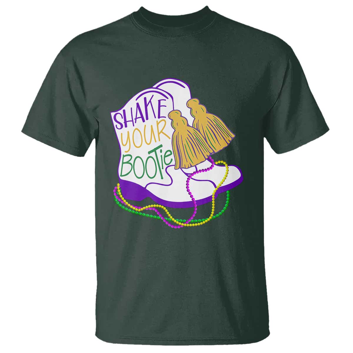 Mardi Gras T Shirt Shake Your Bootie Bead Boots