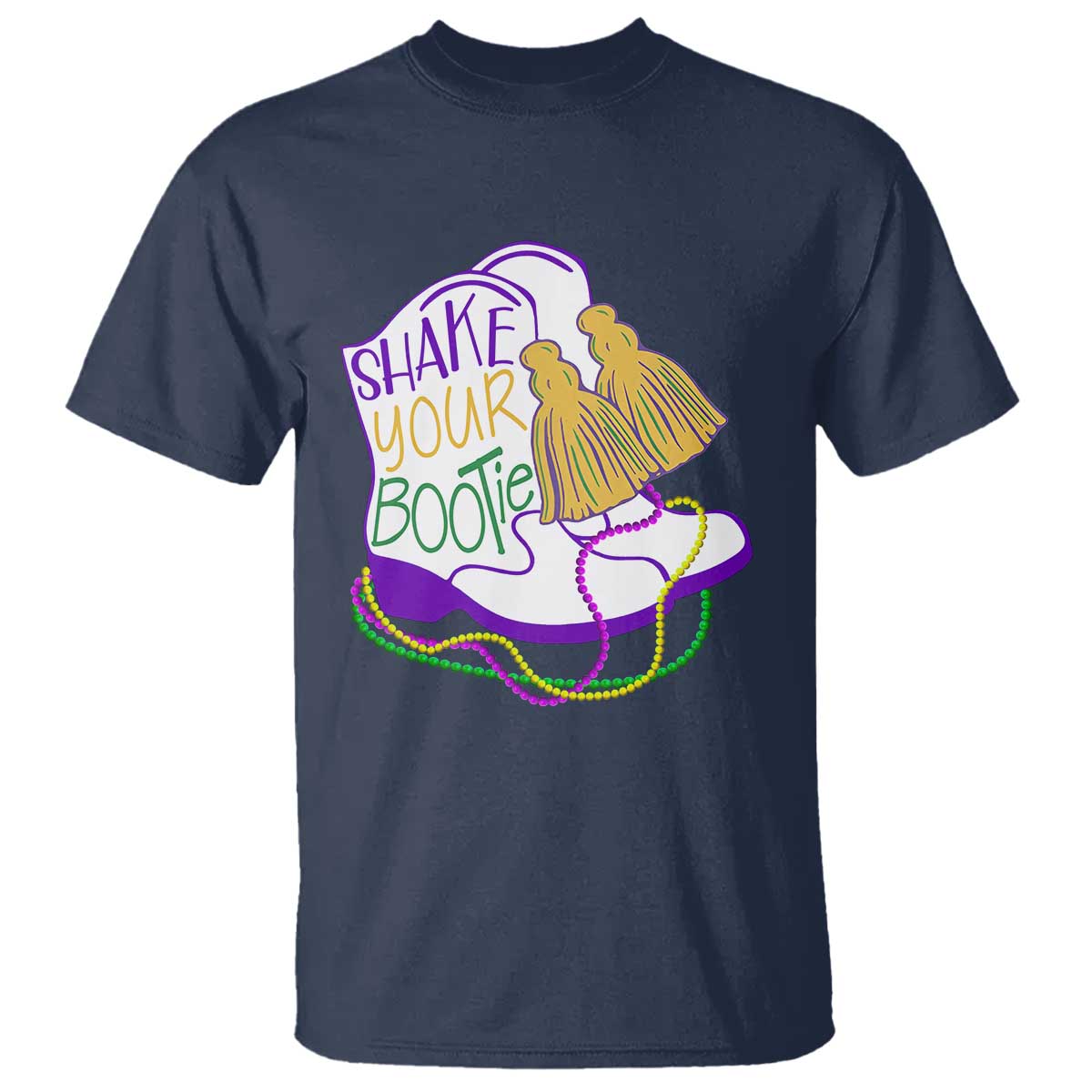 Mardi Gras T Shirt Shake Your Bootie Bead Boots