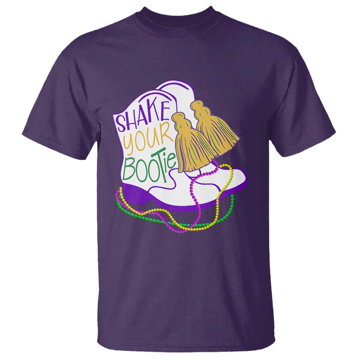 Mardi Gras T Shirt Shake Your Bootie Bead Boots