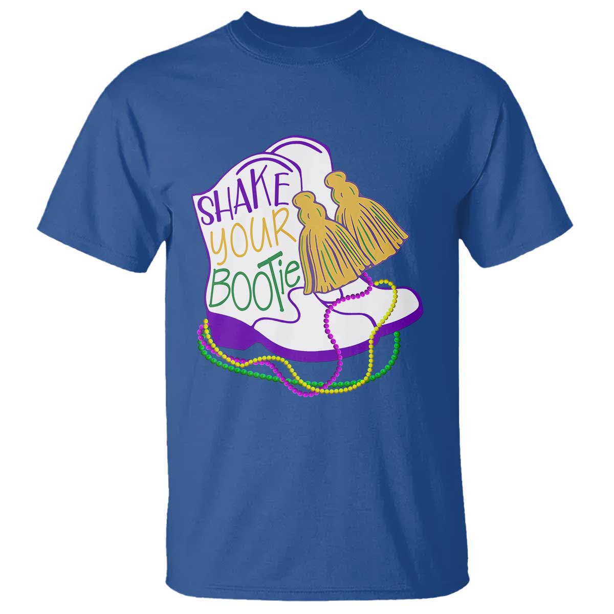 Mardi Gras T Shirt Shake Your Bootie Bead Boots