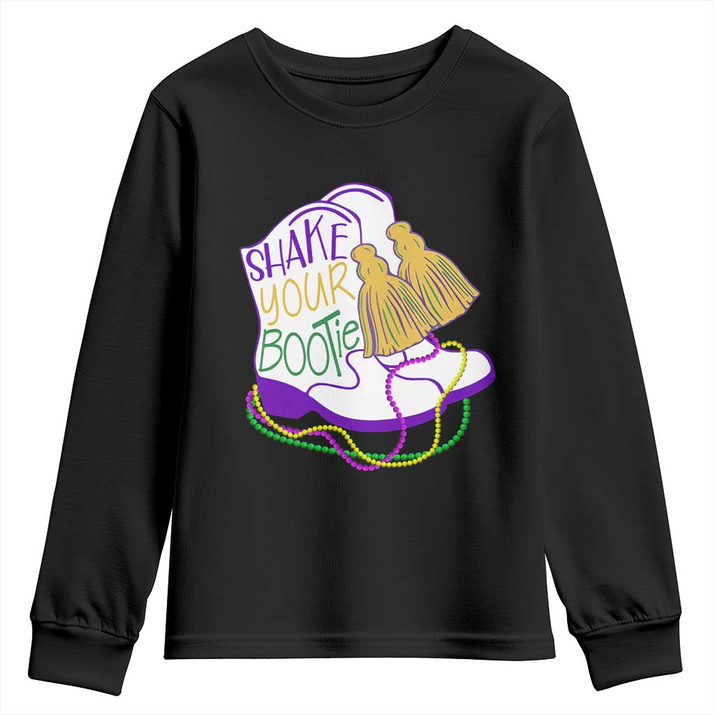 Mardi Gras Youth Sweatshirt Shake Your Bootie Bead Boots
