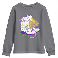 Mardi Gras Youth Sweatshirt Shake Your Bootie Bead Boots