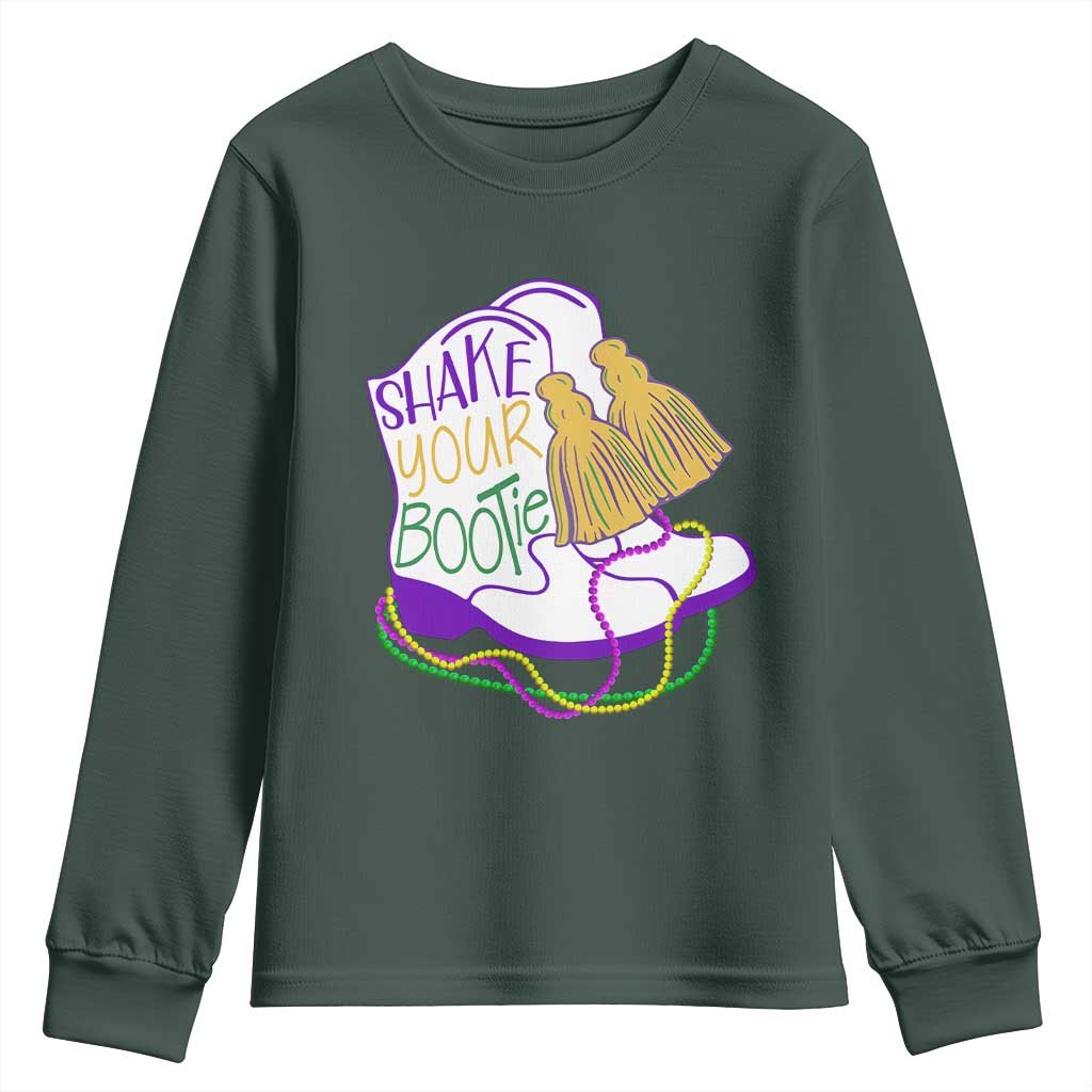 Mardi Gras Youth Sweatshirt Shake Your Bootie Bead Boots