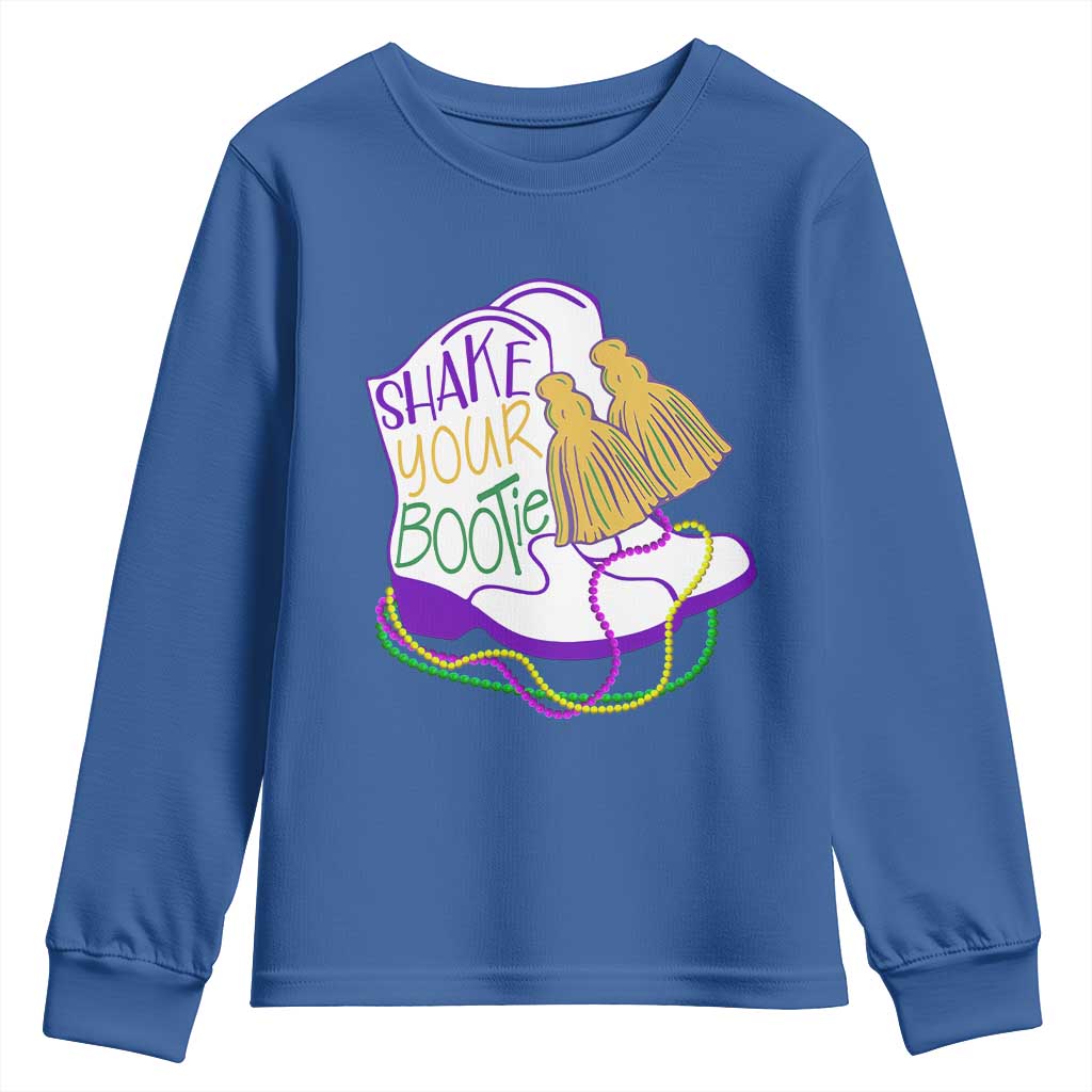 Mardi Gras Youth Sweatshirt Shake Your Bootie Bead Boots