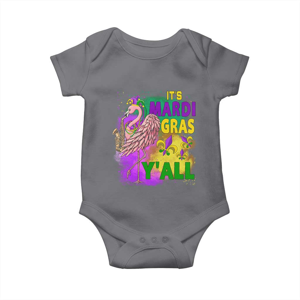 Its Mardi Gras Yall Baby Onesie Funny Carnival Flamingo