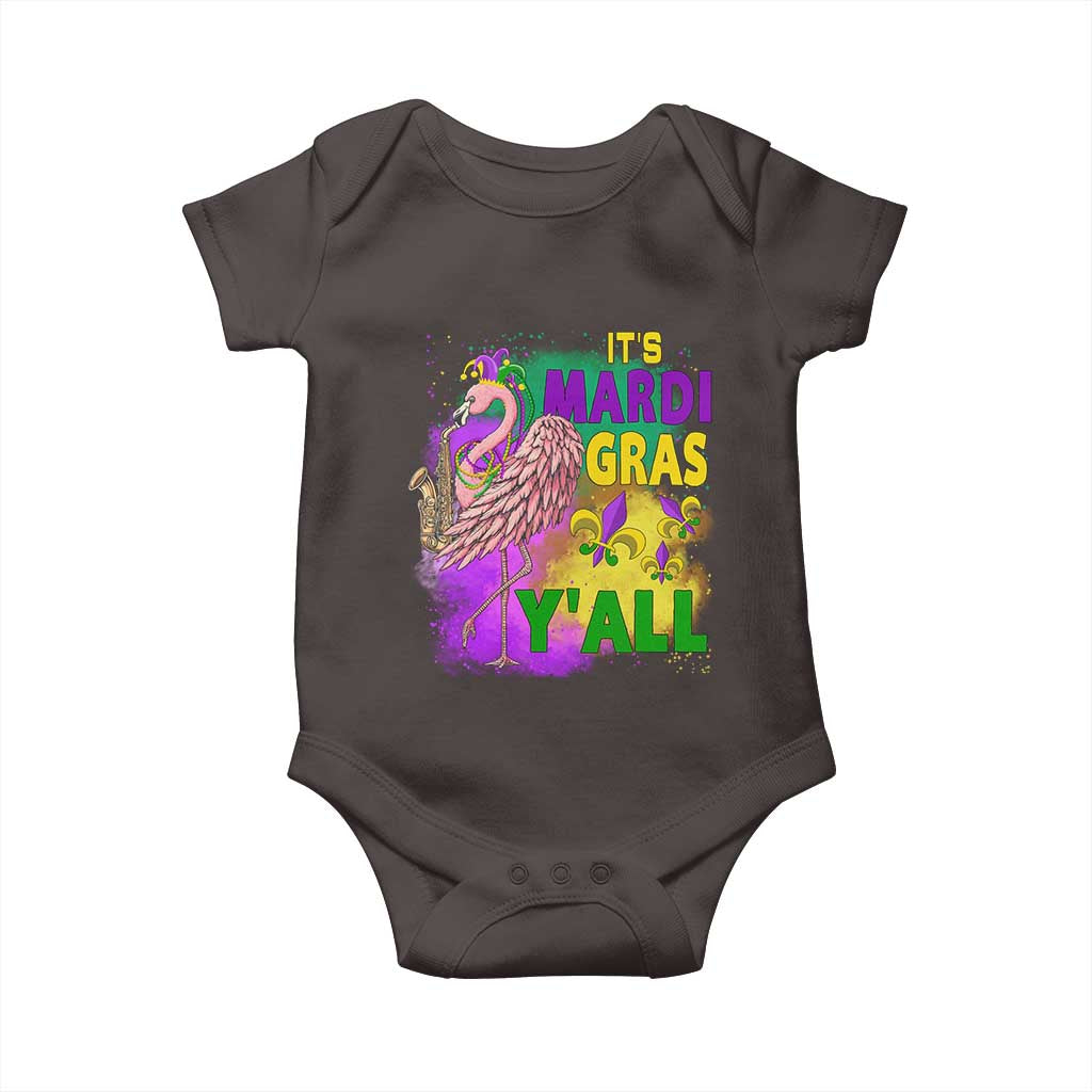 Its Mardi Gras Yall Baby Onesie Funny Carnival Flamingo