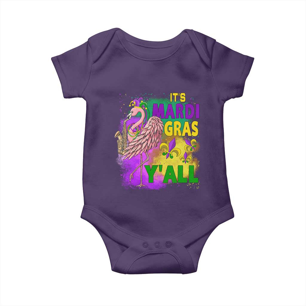Its Mardi Gras Yall Baby Onesie Funny Carnival Flamingo