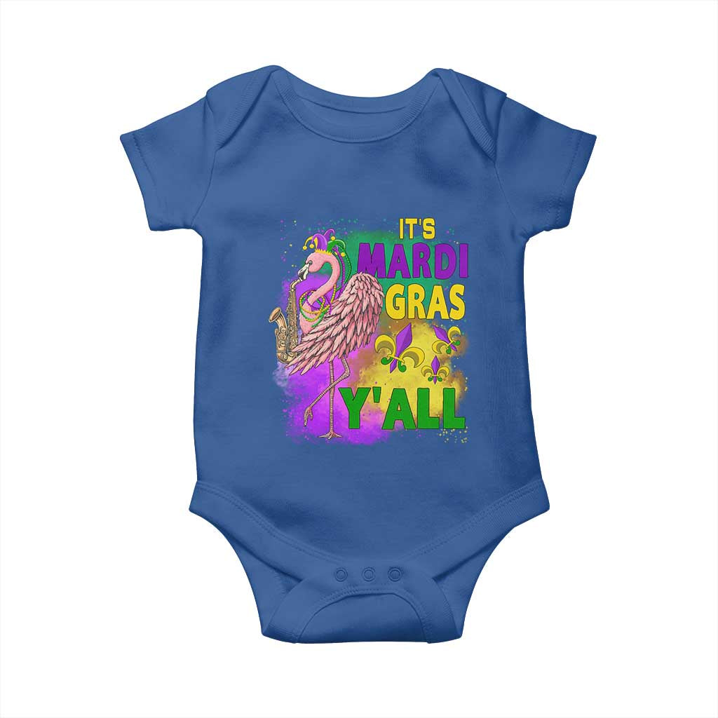 Its Mardi Gras Yall Baby Onesie Funny Carnival Flamingo