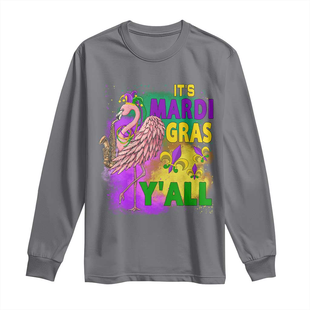 Its Mardi Gras Yall Long Sleeve Shirt Funny Carnival Flamingo