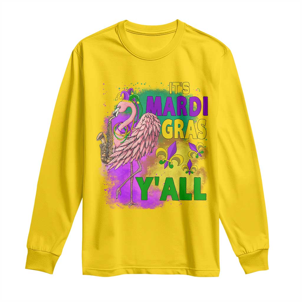 Its Mardi Gras Yall Long Sleeve Shirt Funny Carnival Flamingo