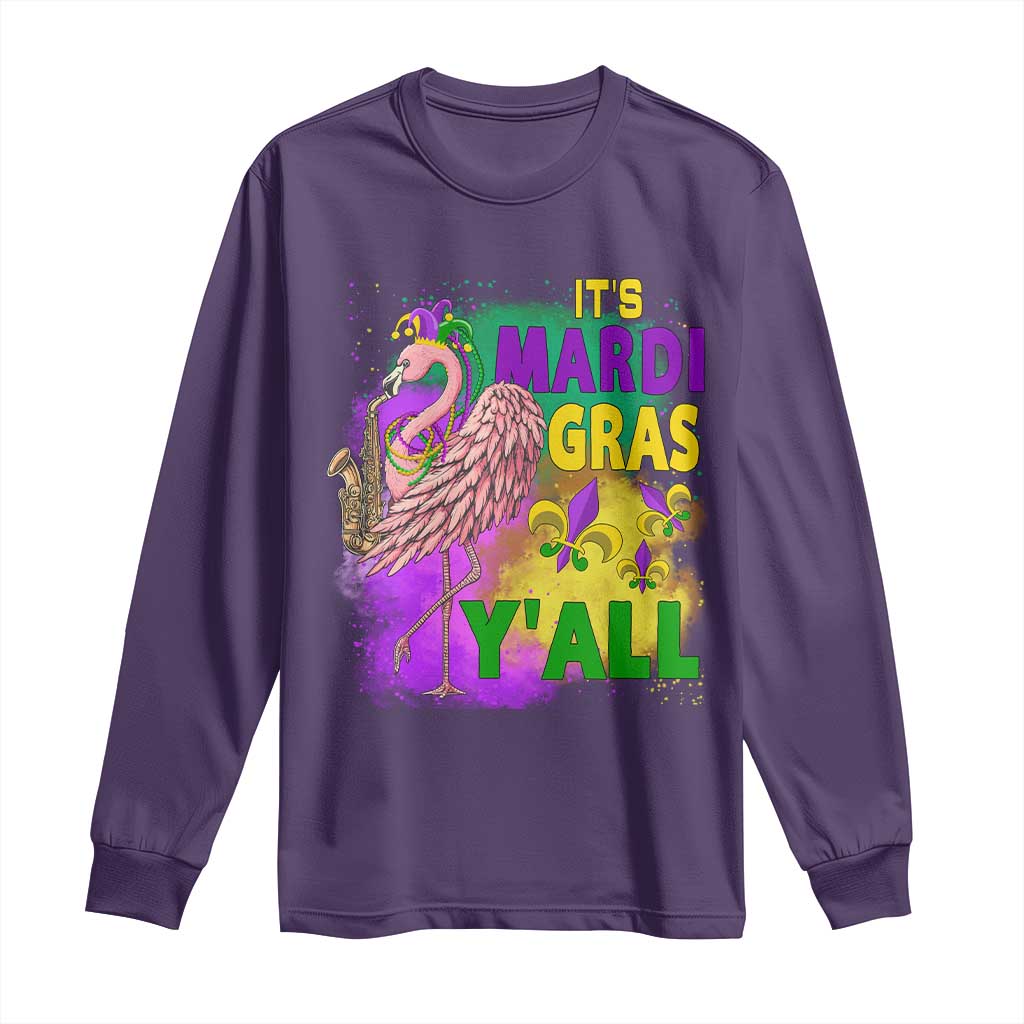 Its Mardi Gras Yall Long Sleeve Shirt Funny Carnival Flamingo