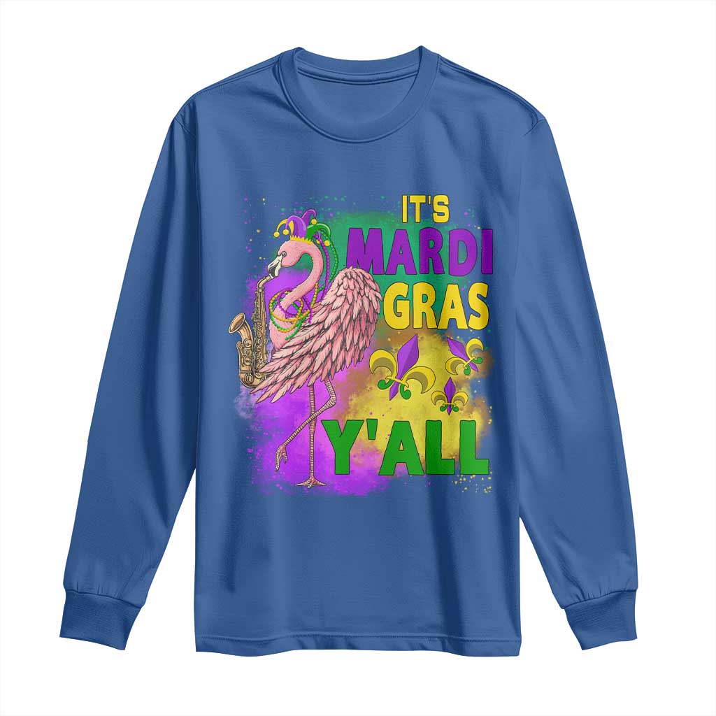 Its Mardi Gras Yall Long Sleeve Shirt Funny Carnival Flamingo