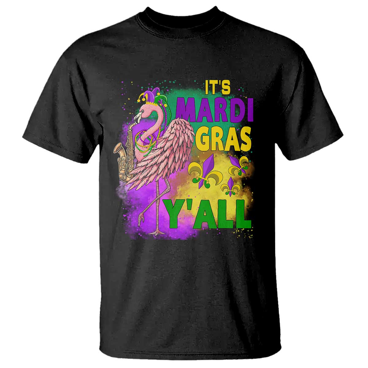 Its Mardi Gras Yall T Shirt Funny Carnival Flamingo