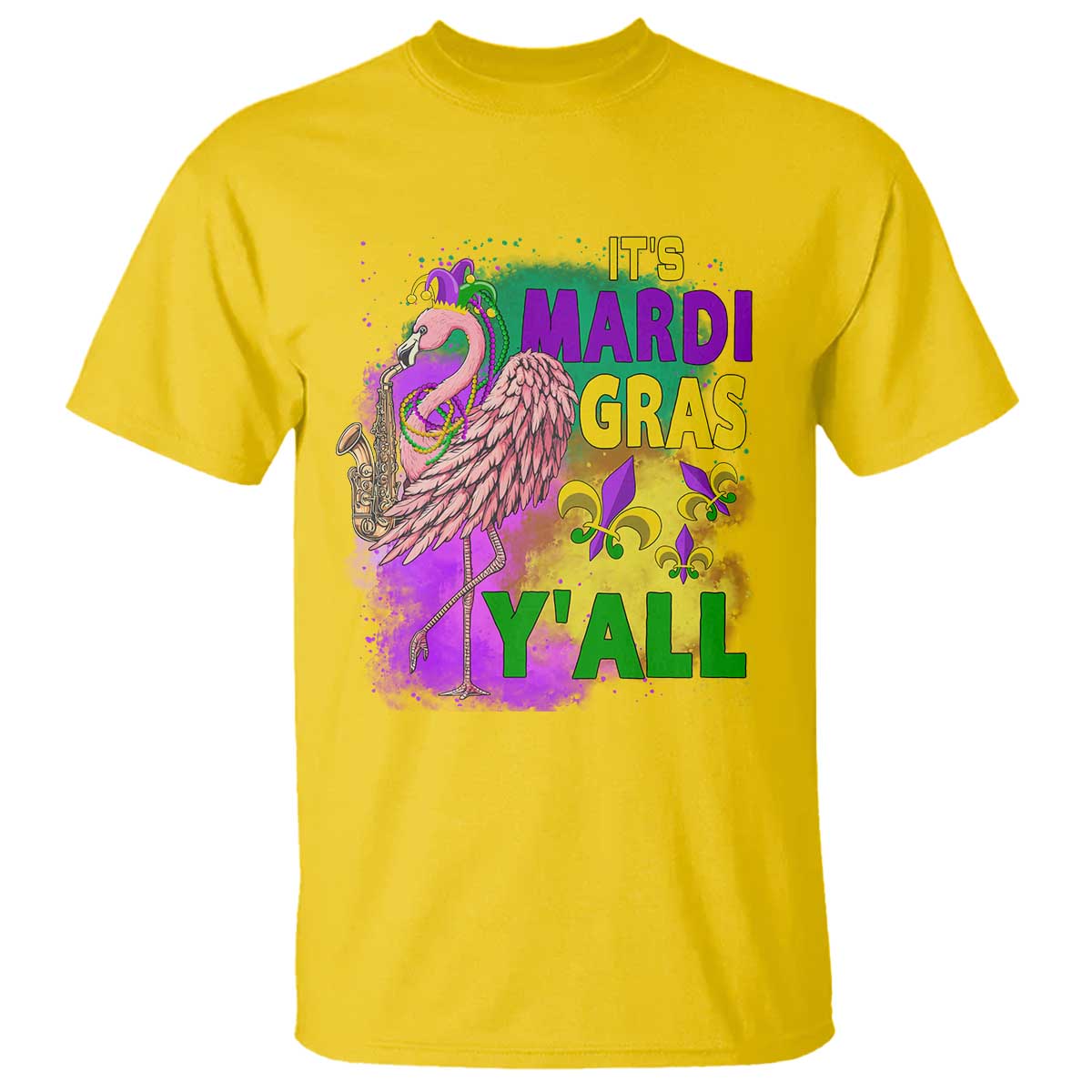 Its Mardi Gras Yall T Shirt Funny Carnival Flamingo