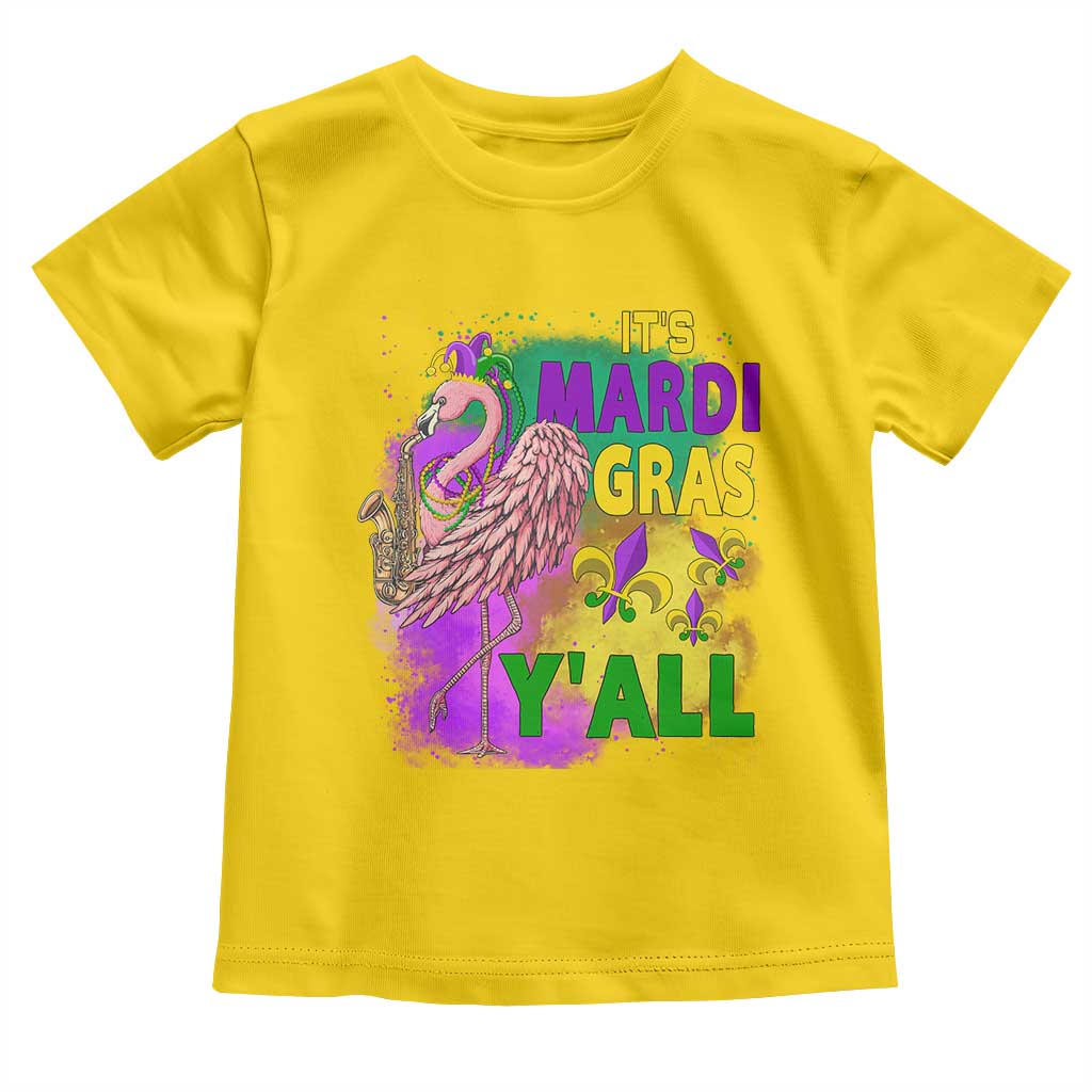 Its Mardi Gras Yall Toddler T Shirt Funny Carnival Flamingo
