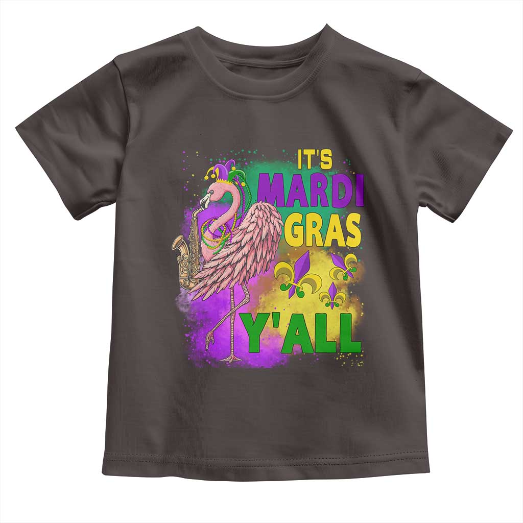 Its Mardi Gras Yall Toddler T Shirt Funny Carnival Flamingo
