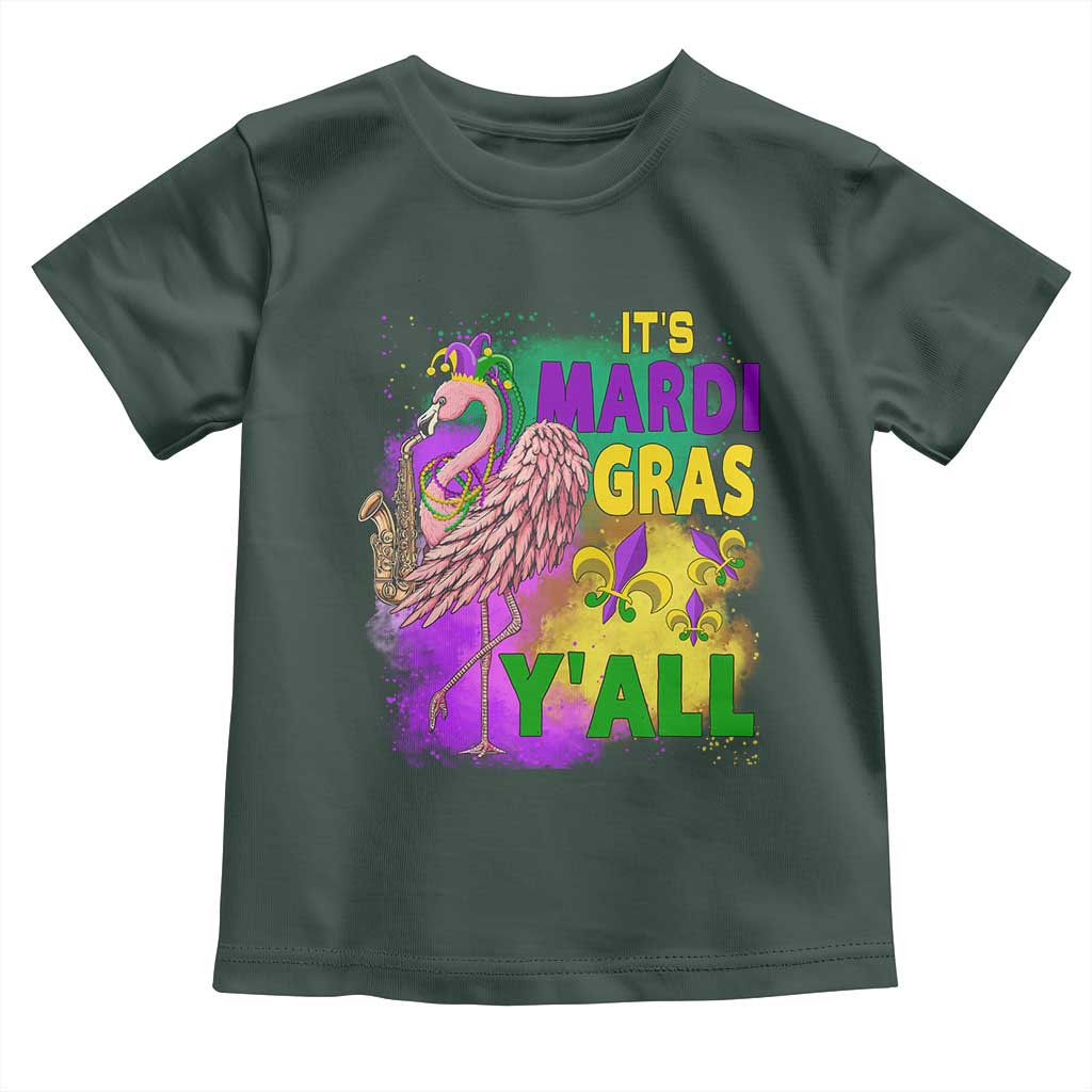 Its Mardi Gras Yall Toddler T Shirt Funny Carnival Flamingo