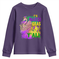 Its Mardi Gras Yall Youth Sweatshirt Funny Carnival Flamingo