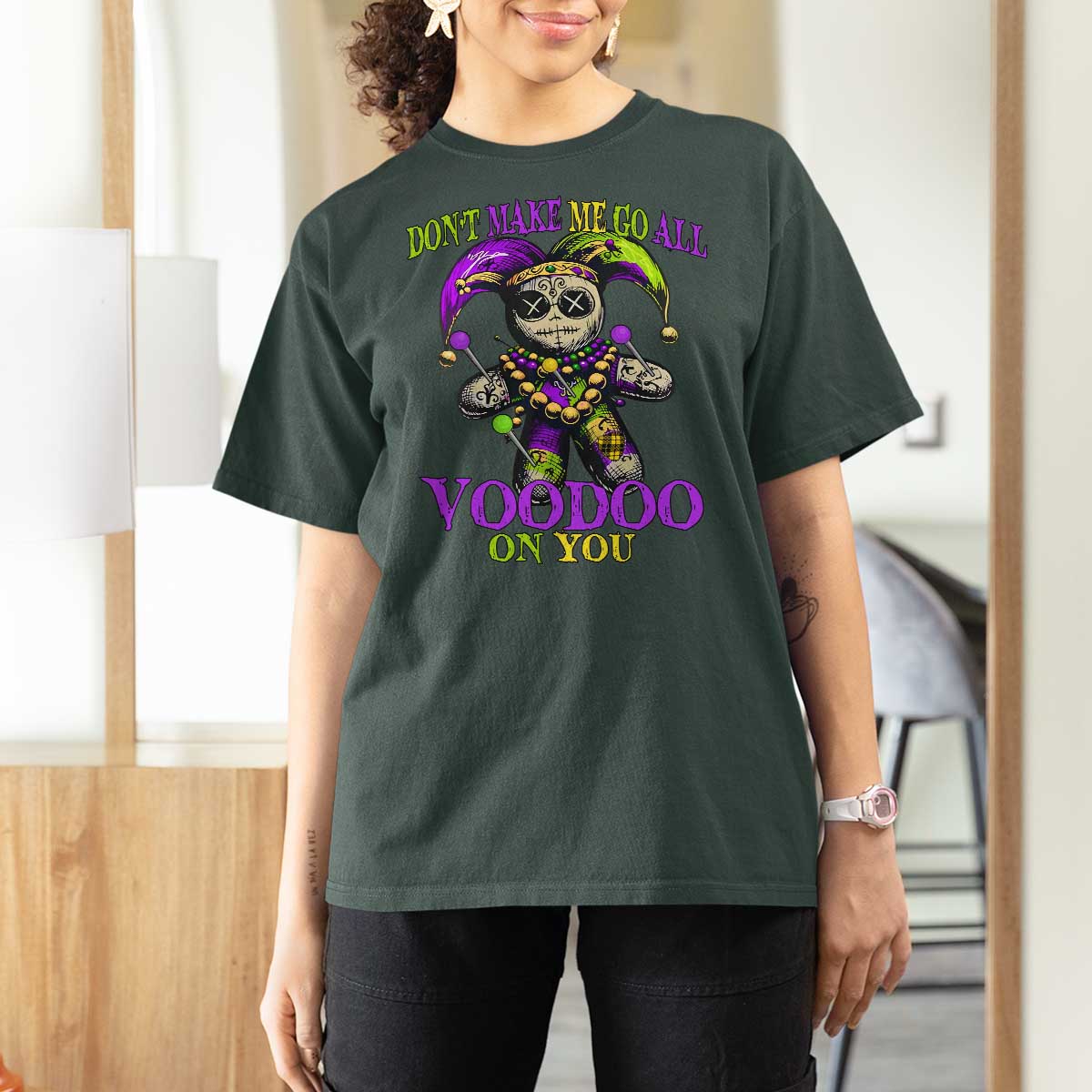 Mardi Gras Voodoo T Shirt For Women New Orleans Witch Doctor Dont Make Me Go All Voodoo On You