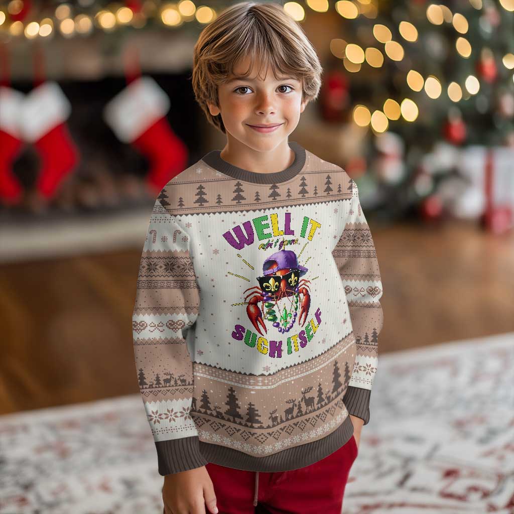 It Aint Gonna Suck Itself Crawfish Funny Mardi Gras Ugly Christmas Sweater - Wonder Print Shop
