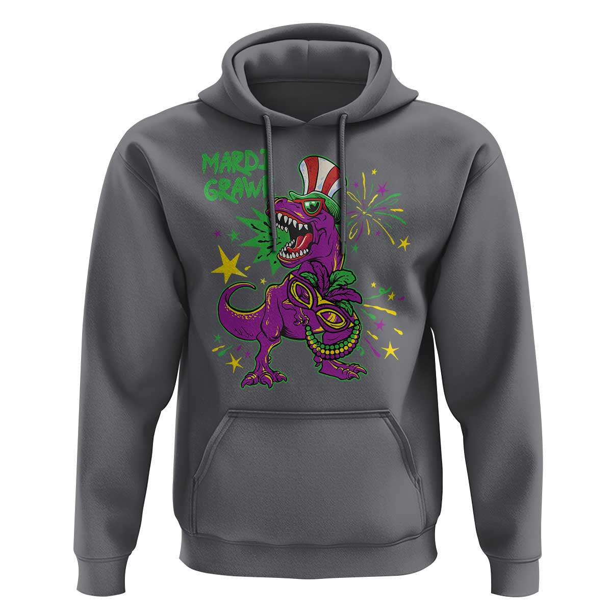 Mardi Gras Dino Hoodie Toddler Kids Boys Gift Mardi Grawr