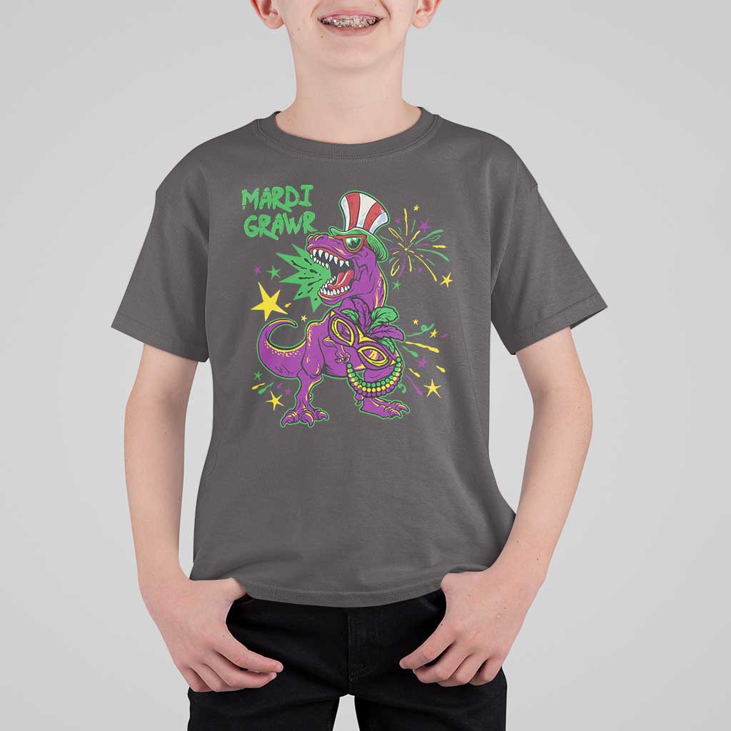 Mardi Gras Dino T Shirt For Kid Toddler Kids Boys Gift Mardi Grawr