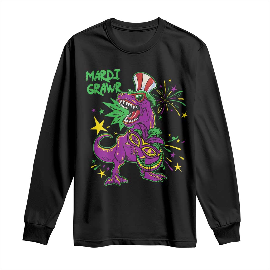 Mardi Gras Dino Long Sleeve Shirt Toddler Kids Boys Gift Mardi Grawr