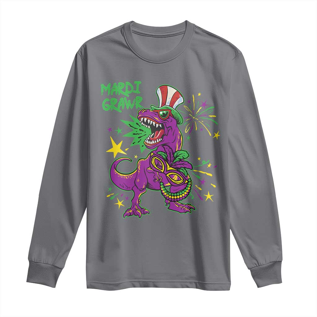 Mardi Gras Dino Long Sleeve Shirt Toddler Kids Boys Gift Mardi Grawr