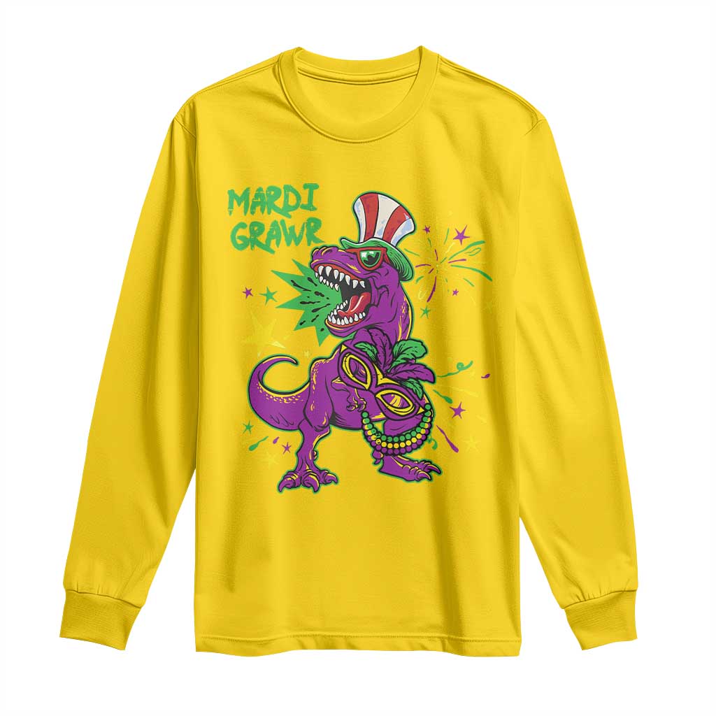 Mardi Gras Dino Long Sleeve Shirt Toddler Kids Boys Gift Mardi Grawr